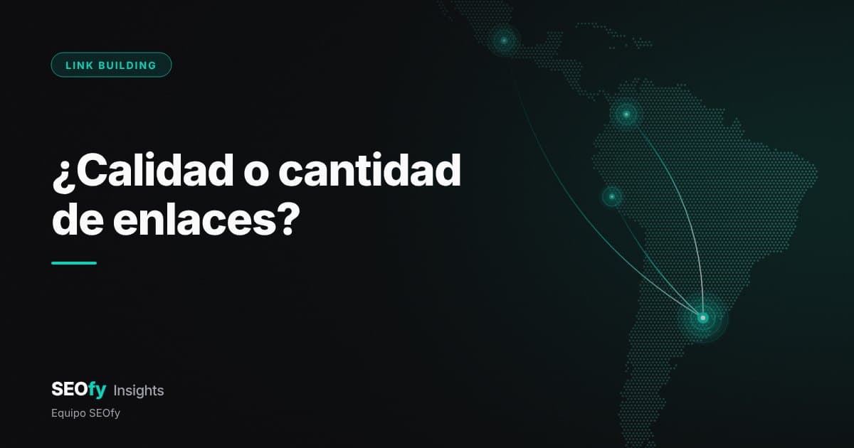 Mapa de puntos de Latinoamérica con tres nodos turquesa conectados por hilos de luz hacia Buenos Aires, sobre fondo oscuro. Título: ¿Calidad o cantidad de enlaces?