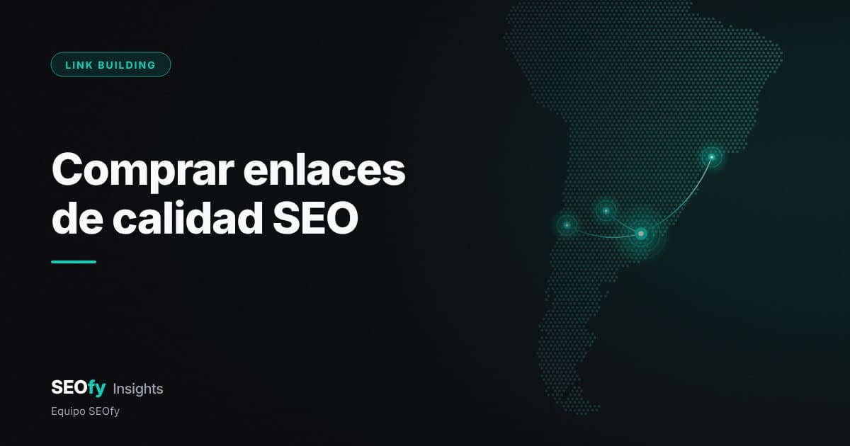 Mapa de puntos del Cono Sur con un nodo turquesa central unido por hilos a tres nodos elegidos. Título: Comprar enlaces de calidad SEO.