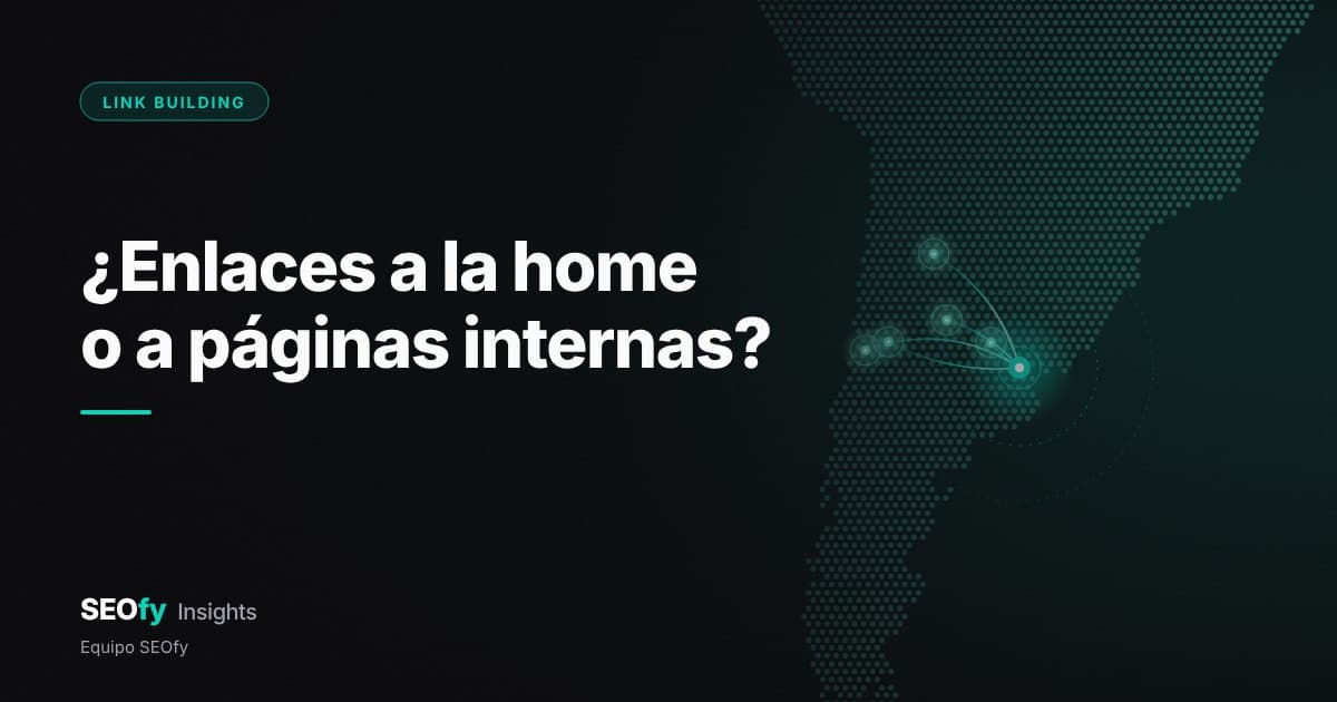 Mapa de puntos de Argentina y Chile con un nodo grande en Buenos Aires del que salen hilos a cinco nodos más chicos, como páginas internas. Título: ¿Enlaces a la home o a páginas internas?